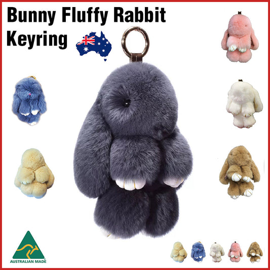 Faux Fur Bunny Fluffy Rabbit Plush Toy Keyring chain Bag Charm Pendant Handbag
