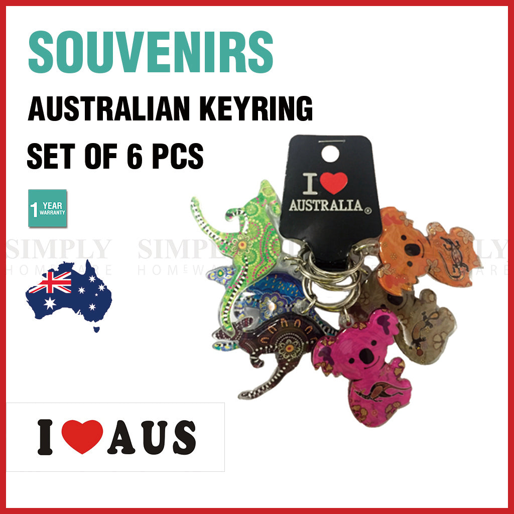 6pcs Australian Souvenirs Keyring Chain Acrylic Koala Gift Bulk Aussie - Simply Homeware