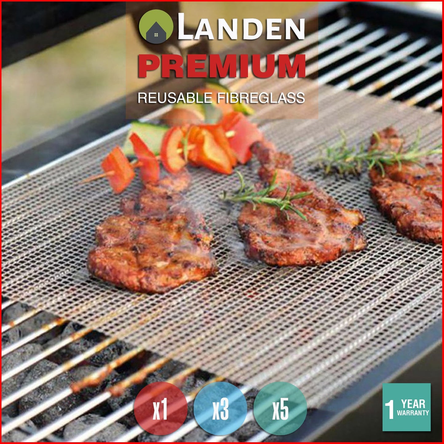Landen BBQ Mesh Grill Mat Non-Stick Liner Cooking Barbecue Sheet Wire Baking Pad