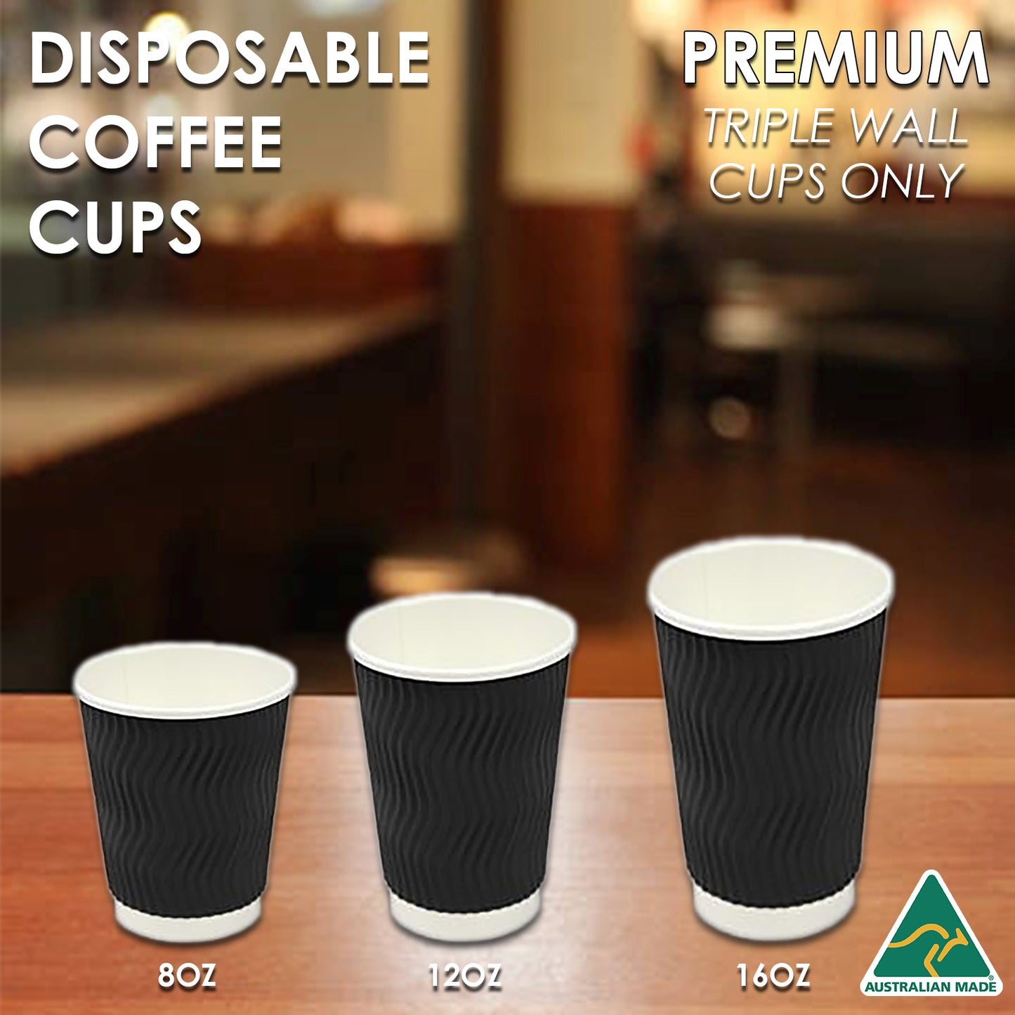Coffee Cups Disposable Paper 4oz 8oz 12oz 16oz Triple Wall Drink Water Takeaway - Simply Homeware