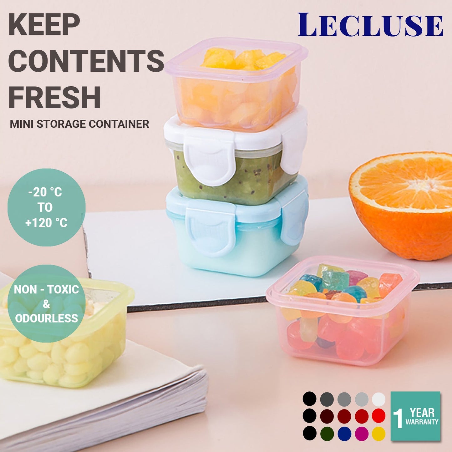 5/10x Lecluse Mini Storage Container Fridge Lid Organiser Baby Food Box 60ML