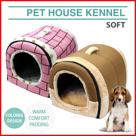 Pet Dog House Kennel Soft Igloo Warm Bed Cave Cat Puppy Beds Doghouse Folding