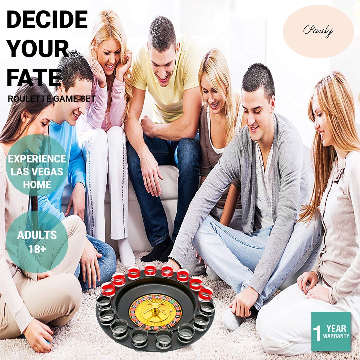 Pardy Bar Roulette Drinking Game Set Party KTV Gala Adult 16 Shot Glass