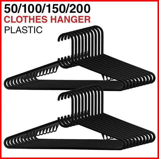 Plastic Coat Hangers Clothes Bulk Black Clothing Coathangers Shirt Suit Fixed
