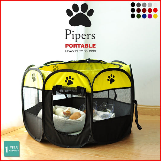 Pipers Pet Portable Playpen Tent Enclosure Exercise Cat Cage 8 Panels Dog Puppy
