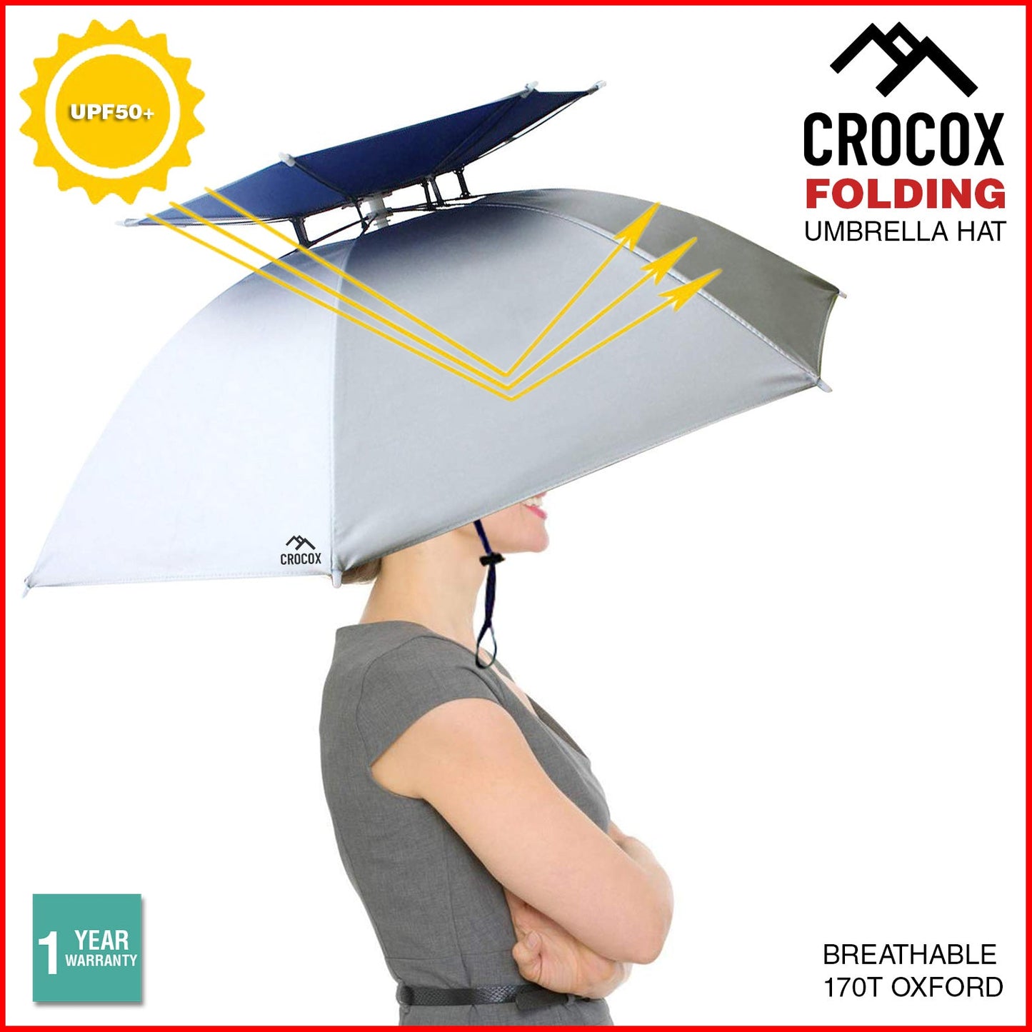 Crocox Fishing Umbrella Hat Folding Outdoor Golf Camping Headwear UV Mens Wide