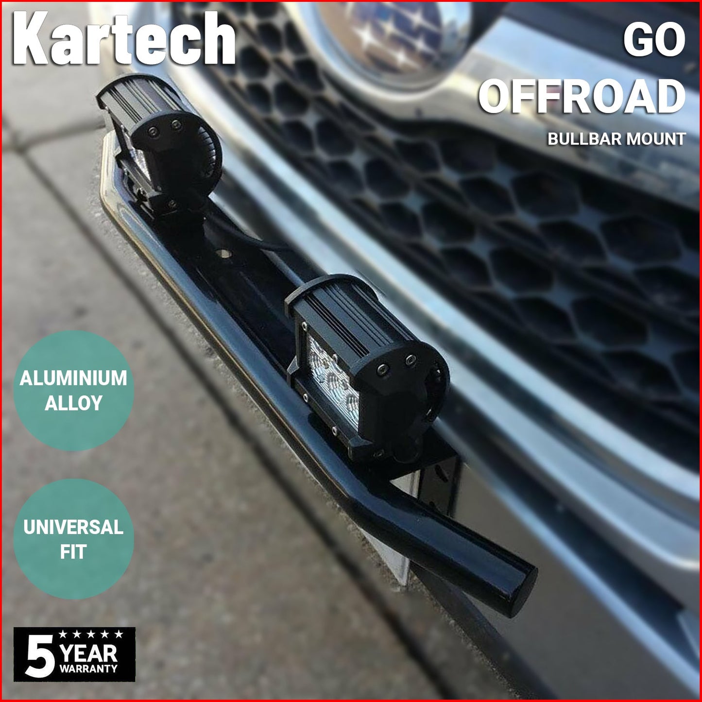 Kartech Bullbar Mounting Bracket Light License Plate Holder Mount Universal LED