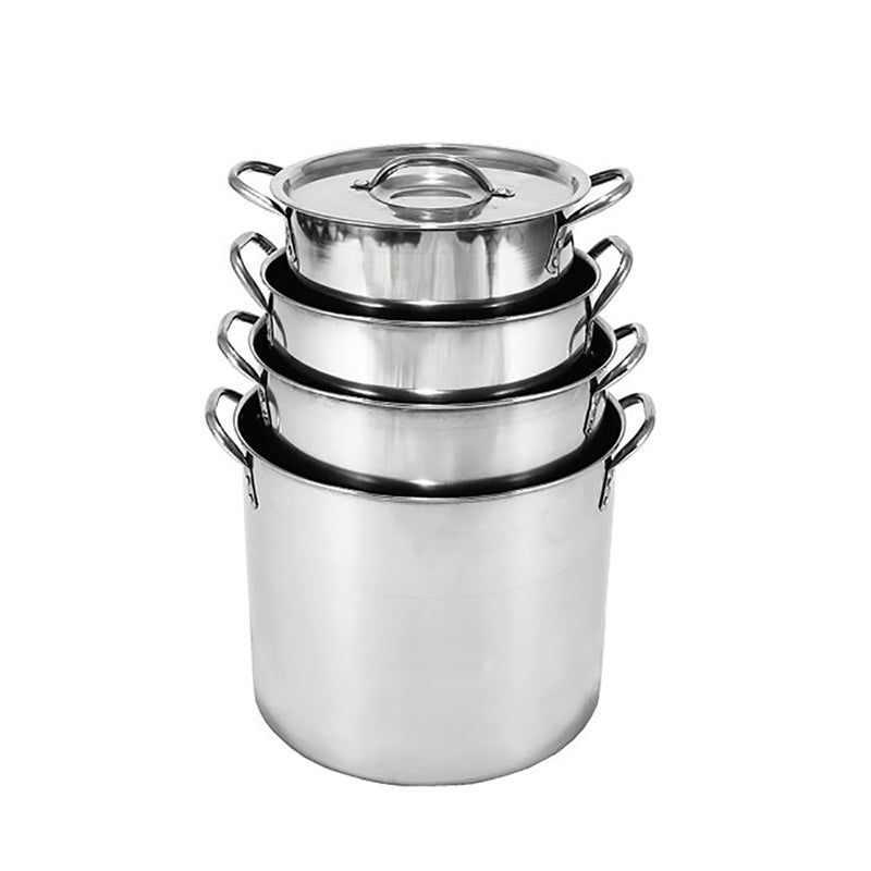 4 Piece Stainless Steel Stock Pot Set Stockpot Lids Cooking Kitchen Cookware
