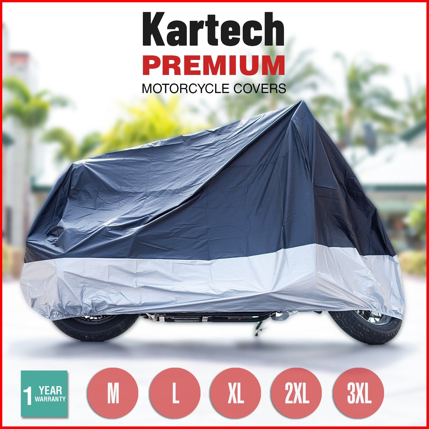 Kartech Motorcycle Cover Waterproof Scooter Outdoor Bike Motorbike Rain UV Dust