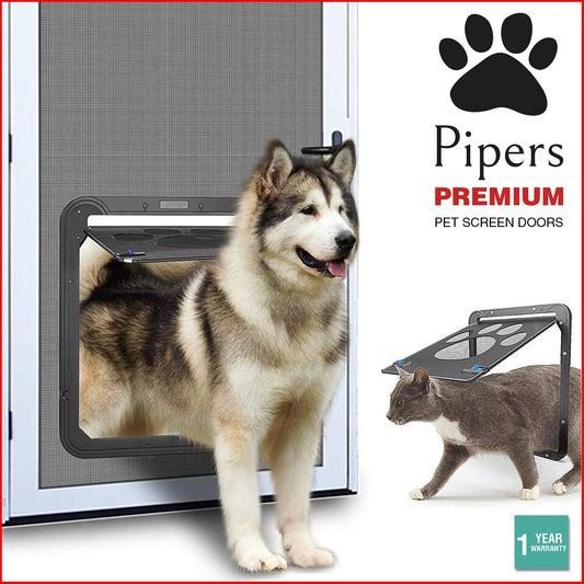 Pipers Pet Screen Door Dog Cat Puppy Flap Automatic Lock Security Large Window
