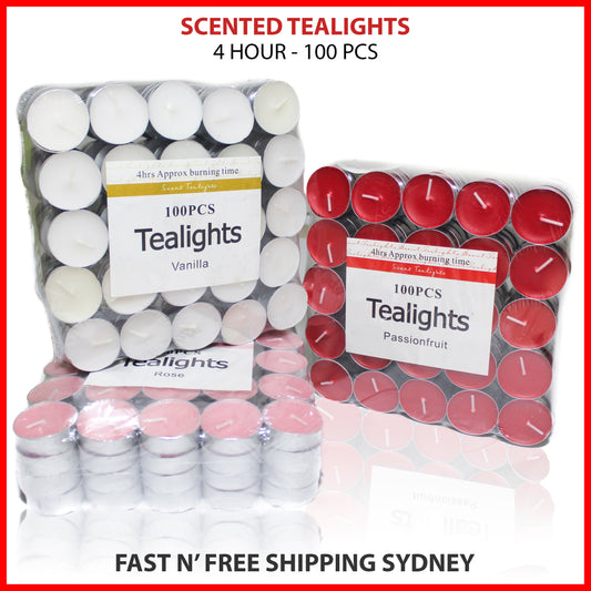 Scented Tea Light Bulk Tealight Candles 4 Hour Hours Burn Scent - 100pcs