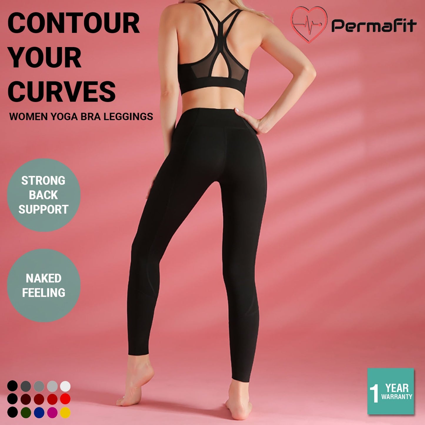 Permafit Women Yoga Bra Leggings Sports Fitness Lady Cloth Crossback Seamless