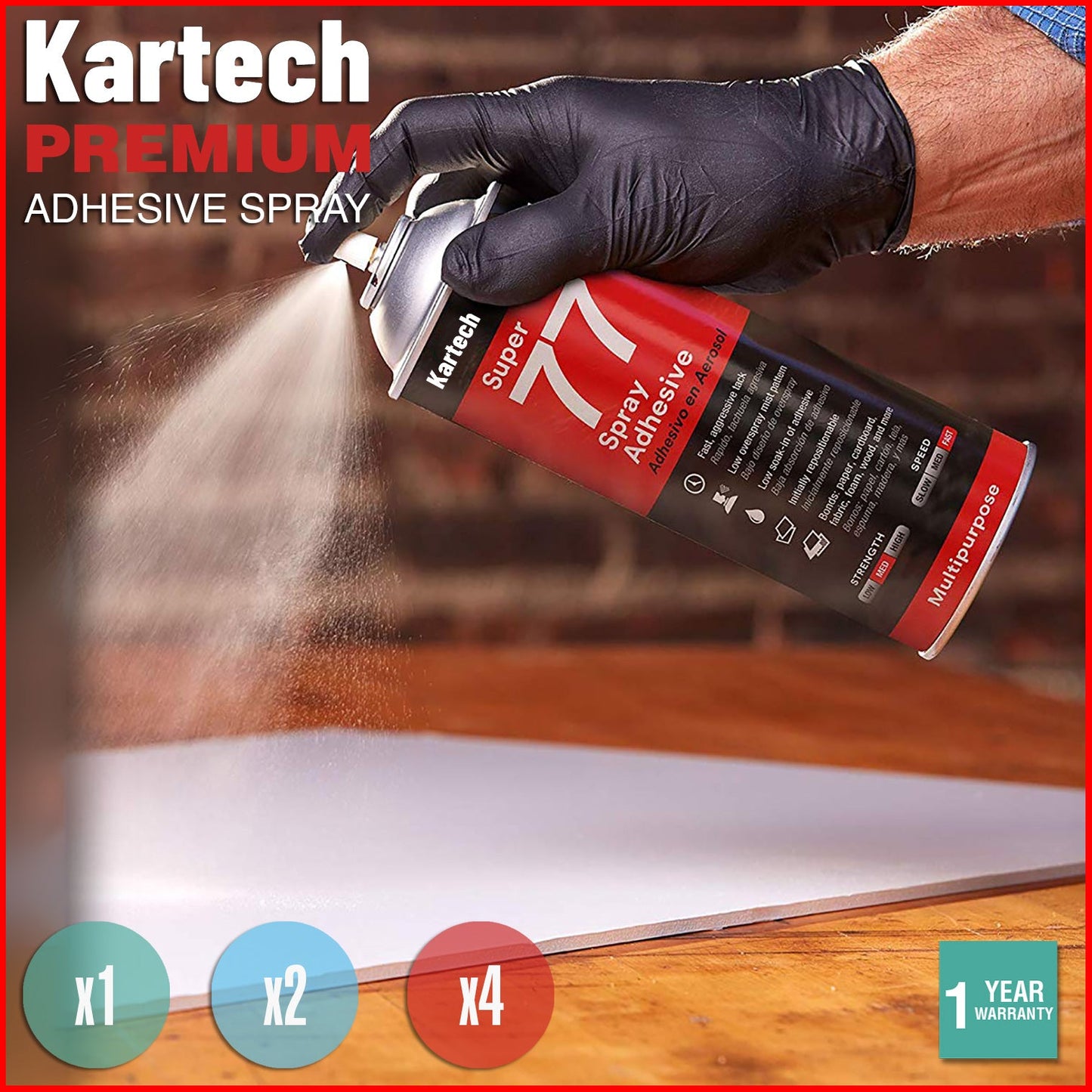Kartech Spray Adhesive Glue Super Contact Strong Aerosol Can Wall Acoustic Foam