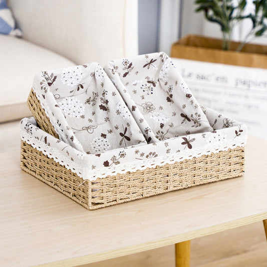 Lecluse Handmade Wicker Storage Baskets Woven Decorative Home Storage Bins for C