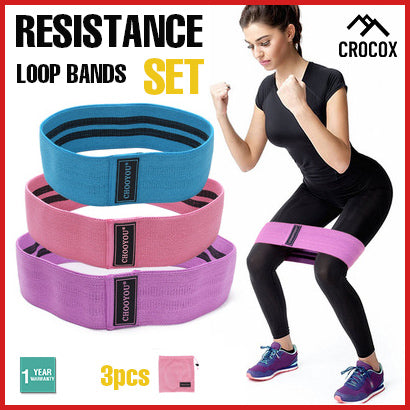 Yoga Resistance Loop Bands Adjustable Workout Exercise Fitness Gym Crossfit 3pcs