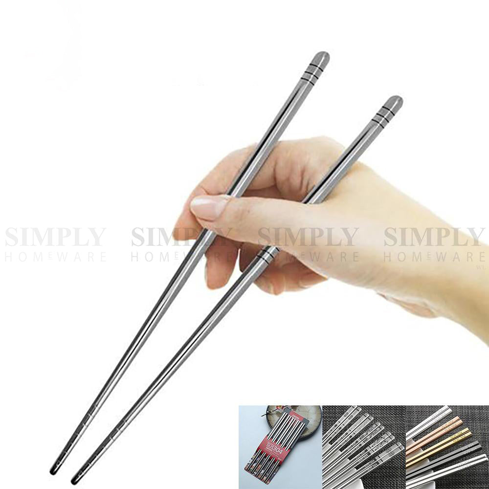 Stainless Steel Chopsticks 304 Set Bulk Silver Metal Korean Asian Japanese Gift