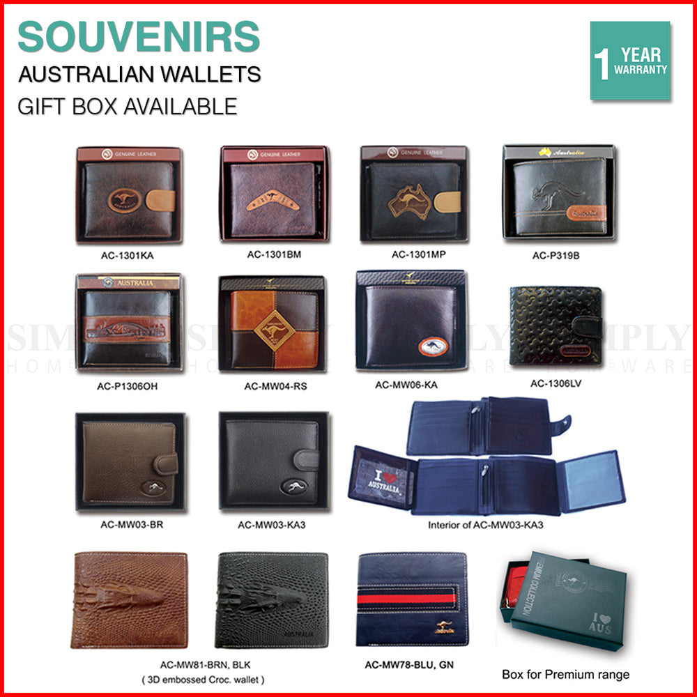 Australian Souvenirs Mens Brown Genuine Leather Bifold Card Holder Aussie Gift - Simply Homeware