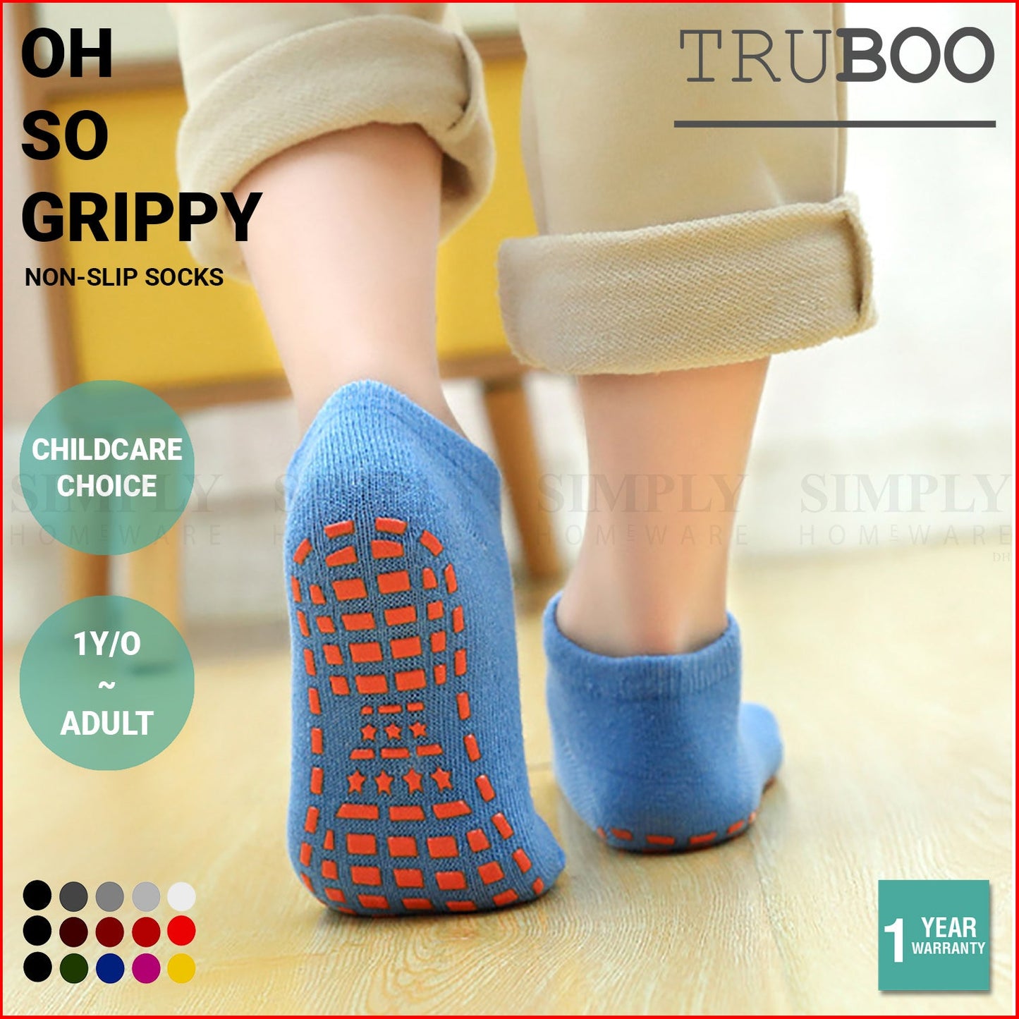 Truboo Kids Socks Non Slip Grip Baby Skid Girl Boy Bulk Trampoline Toddler Pairs