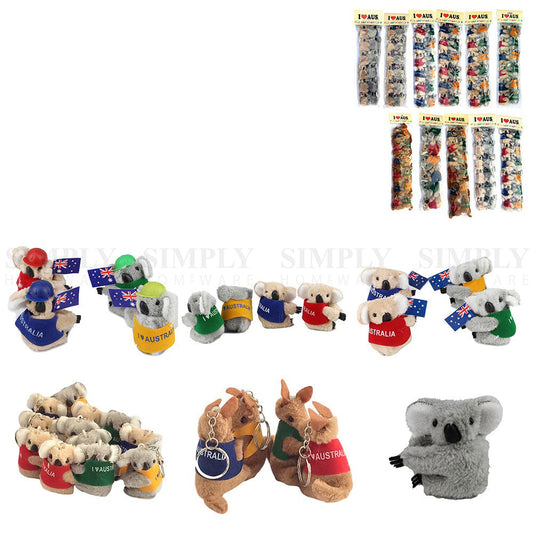 24x Australian Souvenirs Keyrings Flag Clip On Aussie Grey Bulk Kangaroo Koala
