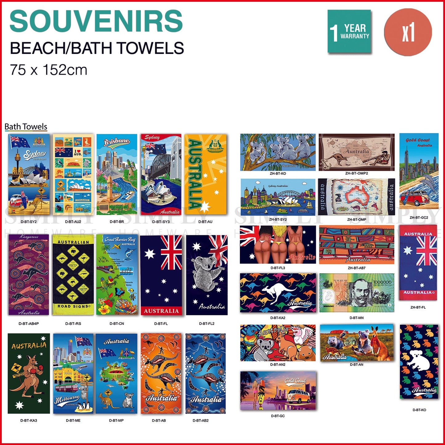 Australian Souvenirs Beach Towels Bath Microfibre Flag Sydney Bulk Aussie Gift - Simply Homeware