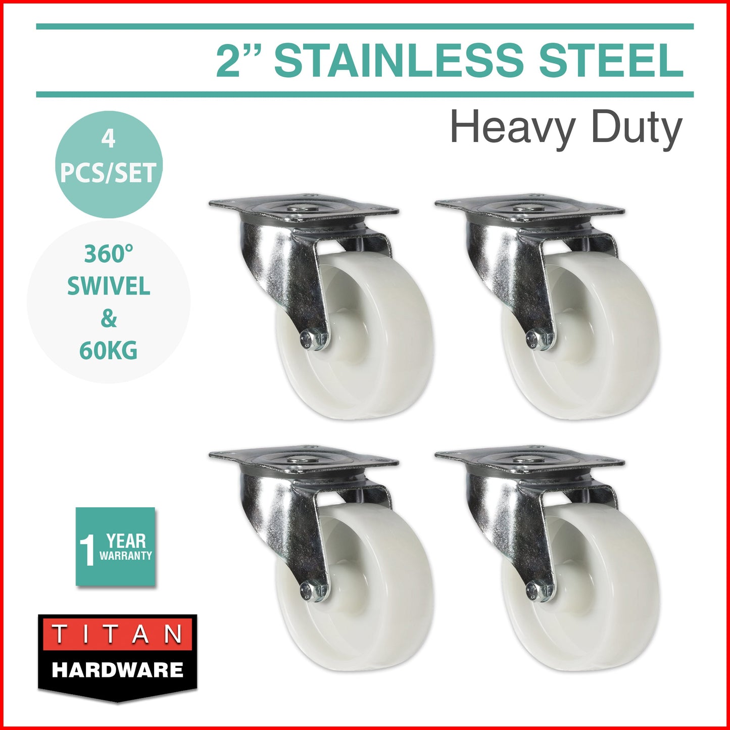 4x 2" Heavy Duty Castor Wheels Caster Trolley Bed Swivel Furniture Industrial