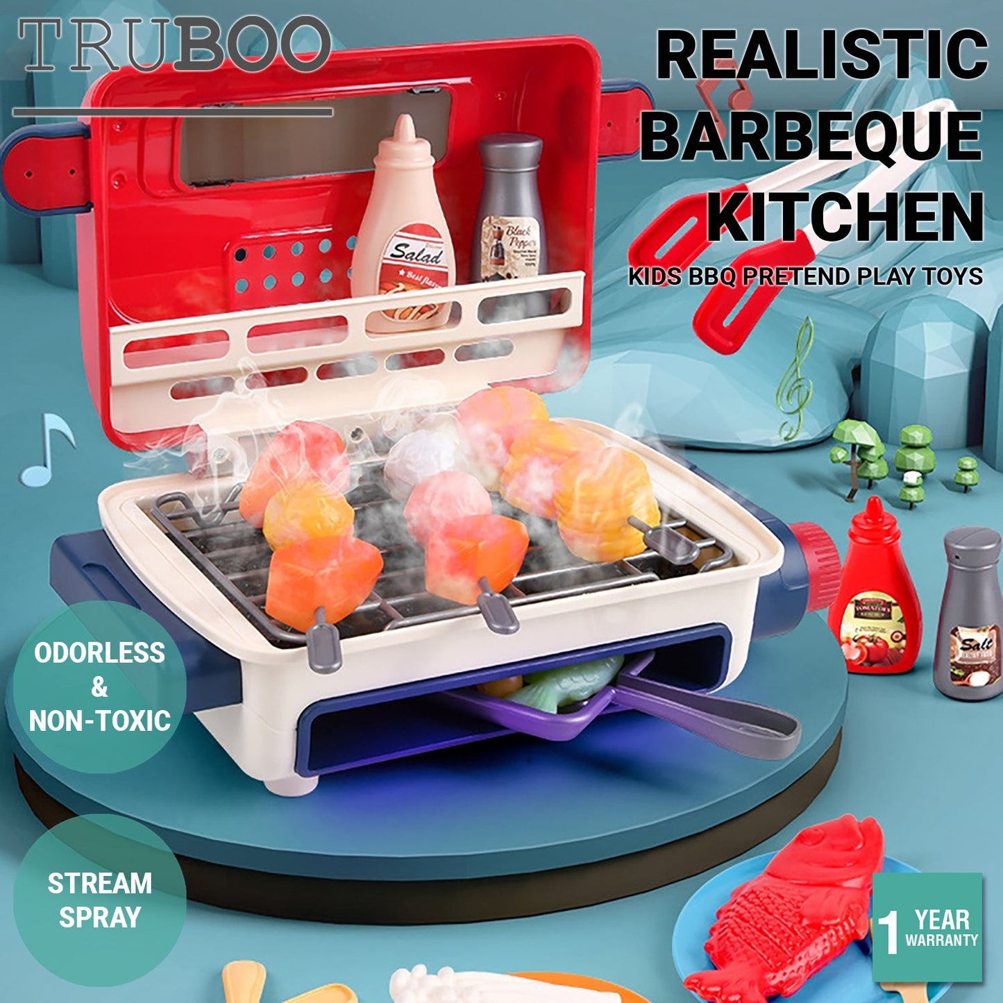 Truboo Kids BBQ Pretend Play Toys 43pcs Kitchen Food Cooking Playset Barbecue Grill Set Truboo Kids BBQ Pretend Play Toys Kitchen Food Cooking Playset Barbecue Grill Set