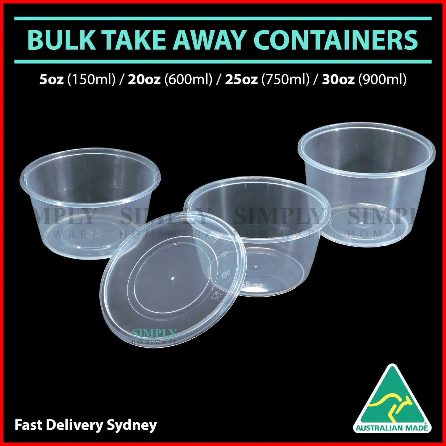 Take Away Containers Takeaway Food Plastic Round Sauce Bulk 5oz 20oz 25oz 30oz