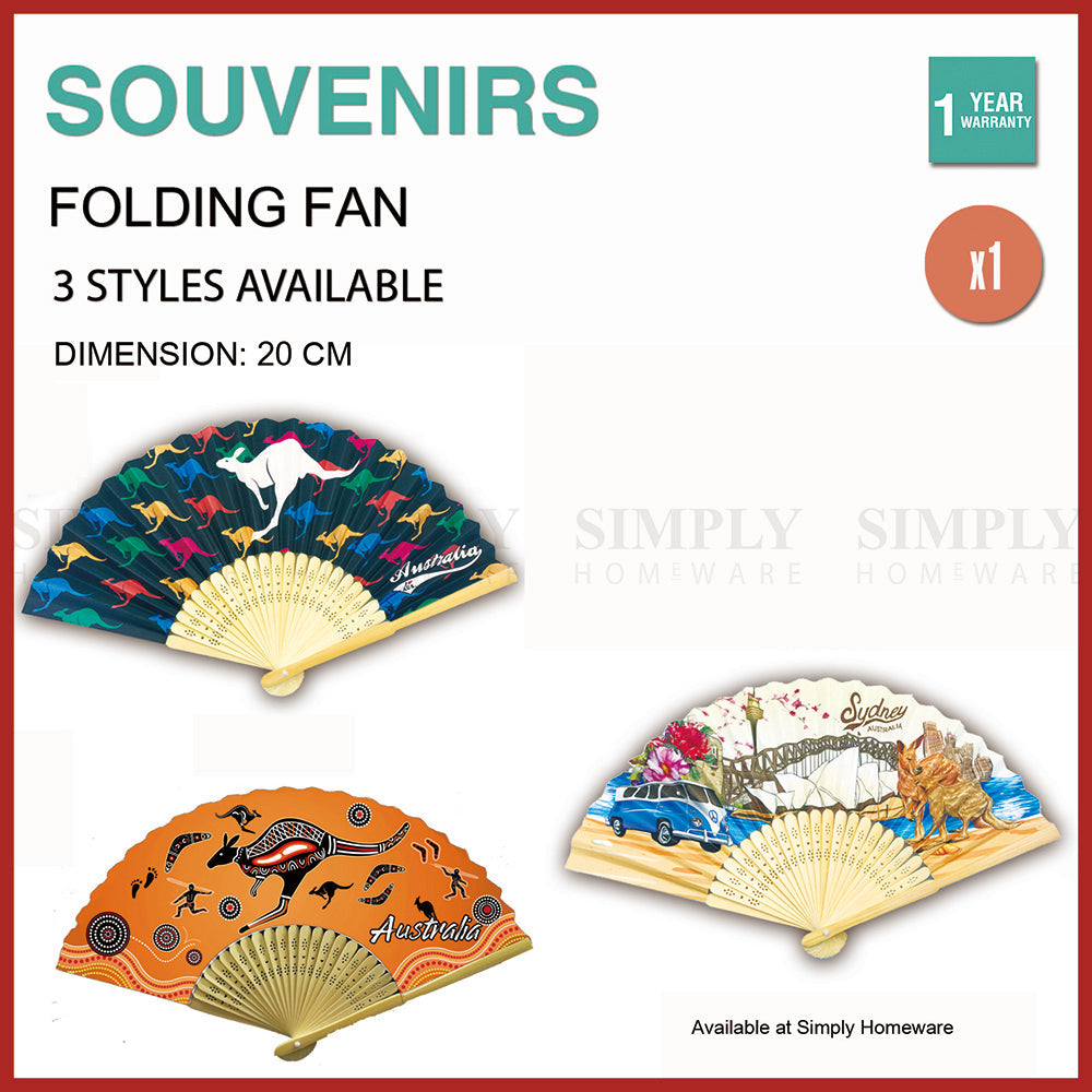 Australian Souvenirs Hand Holding Fans Chinese Bamboo Wooden Paper Aussie Gift - Simply Homeware