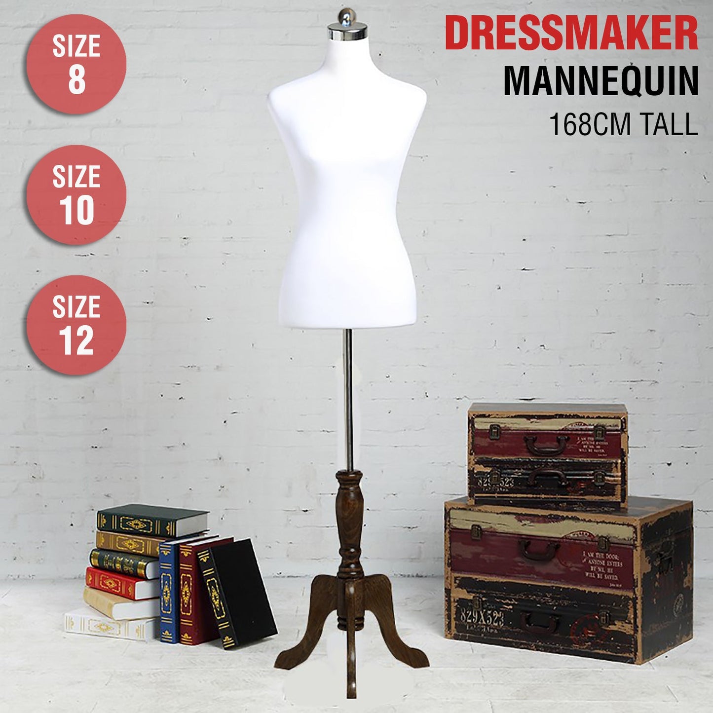 Female Mannequin Dressmaker Model 168cm Dummy Display Torso Tailor Fashion White - Simply Homeware