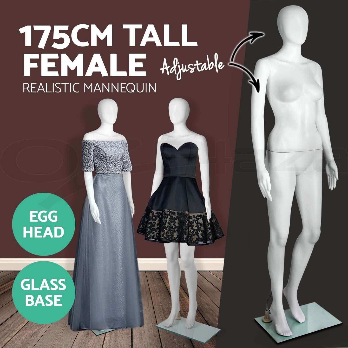 Full Body Mannequin Female Male Clothes Display Torso White Black Adjustable 185 - Simply Homeware