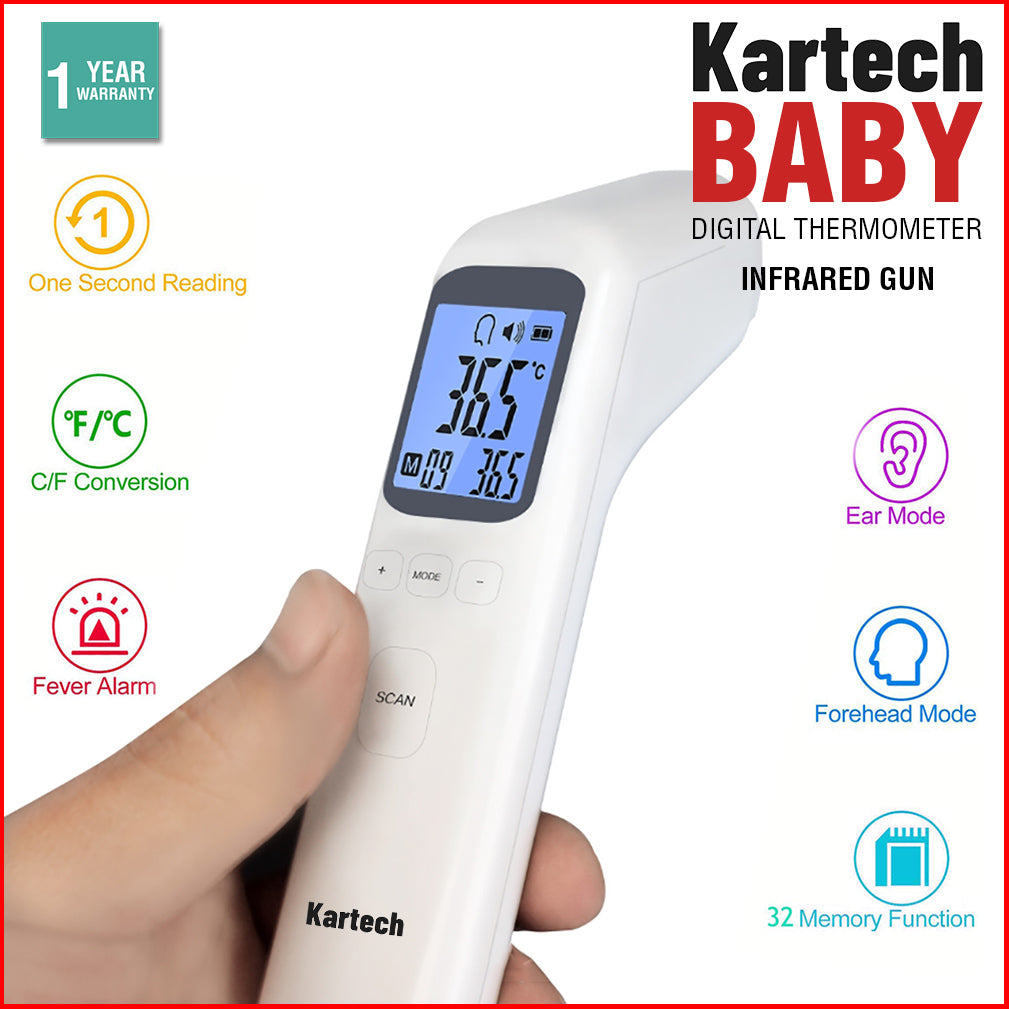 Kartech Baby Thermometer Digital Gun Infrared Probe Forehead Medical Temperature