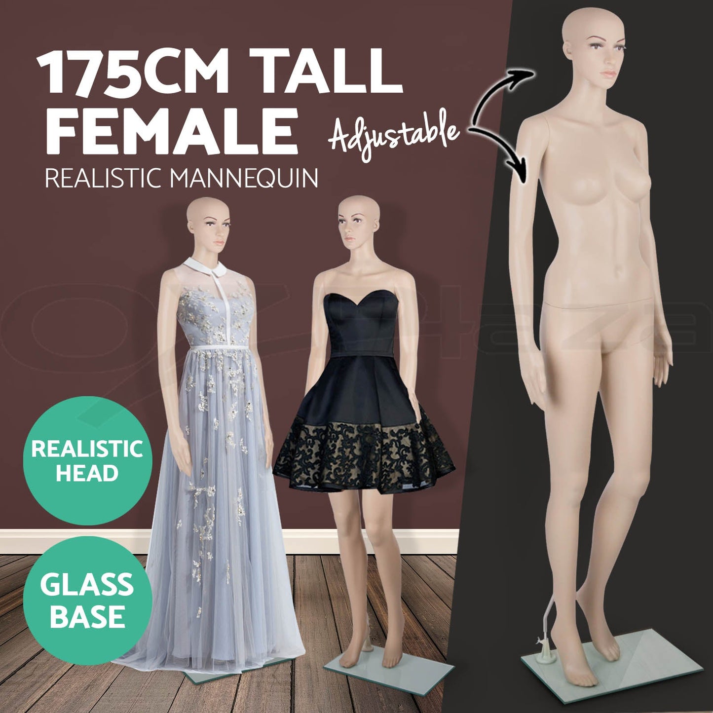Full Body Mannequin Female Male Clothes Display Torso White Black Adjustable 185 - Simply Homeware