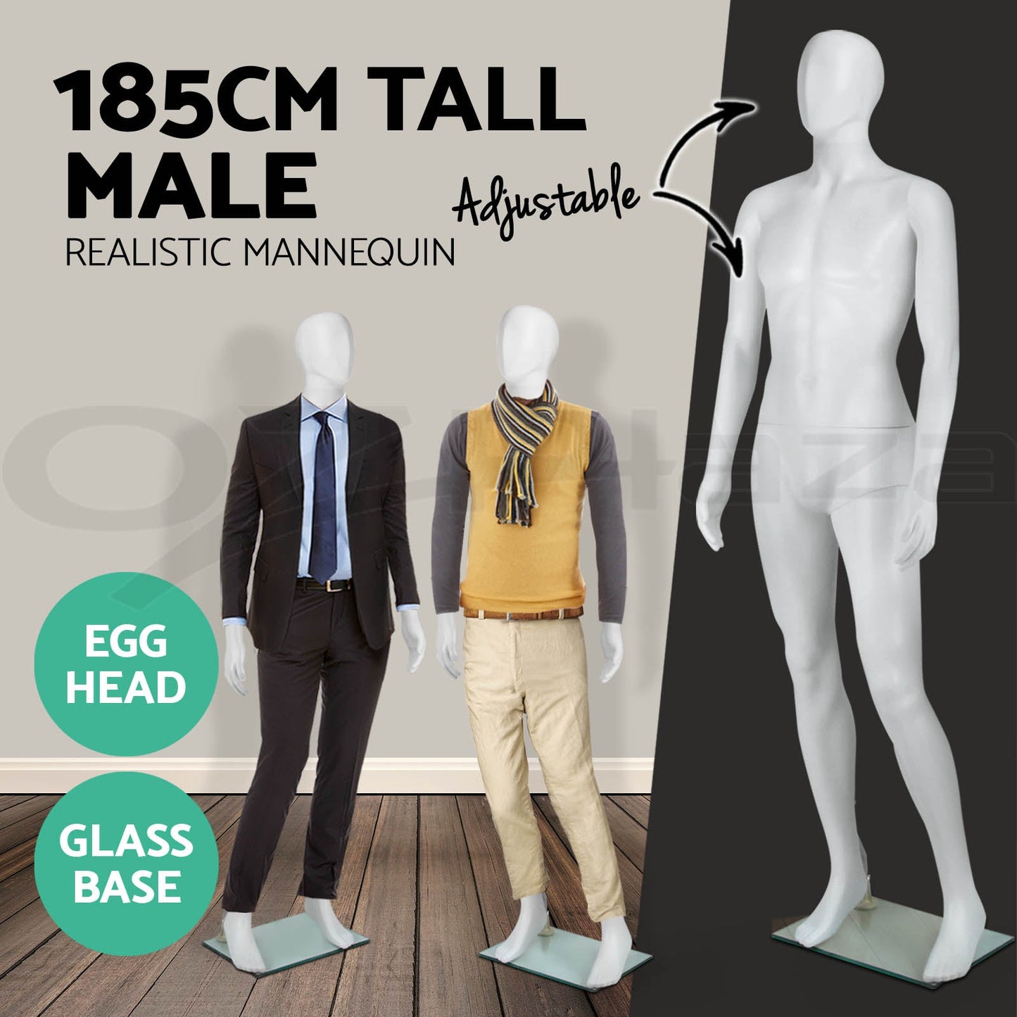 Full Body Mannequin Female Male Clothes Display Torso White Black Adjustable 185 - Simply Homeware