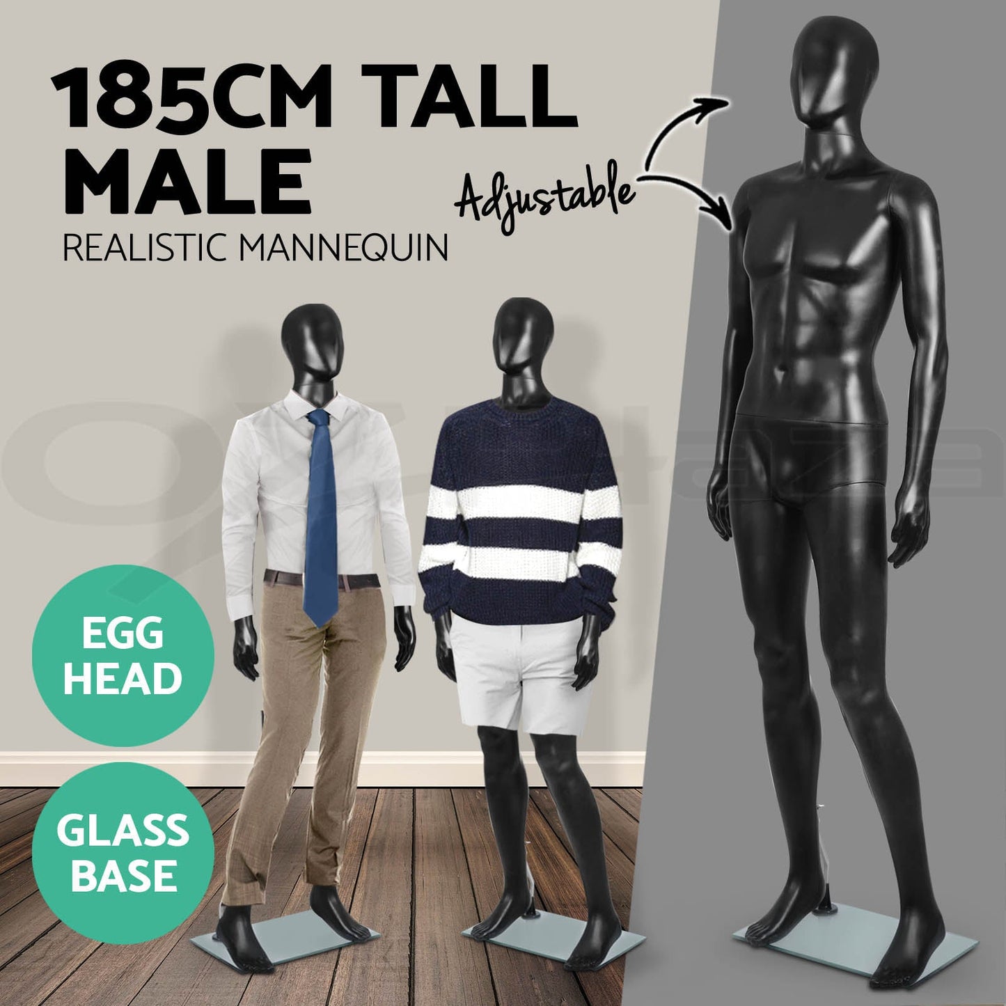 Full Body Mannequin Female Male Clothes Display Torso White Black Adjustable 185 - Simply Homeware