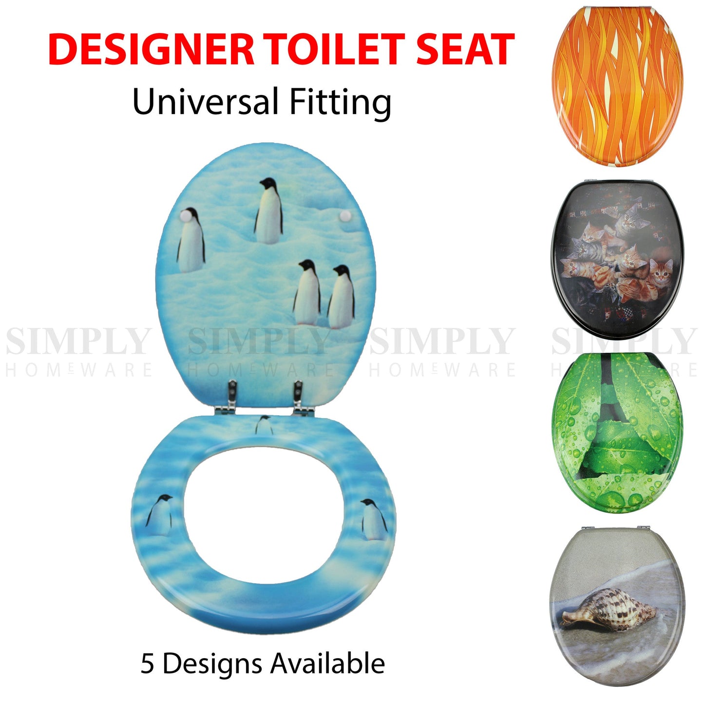 Toilet Seat and Cover Lid Designer Hard Bathroom Covers WC Bath Seat Lids - Simply Homeware