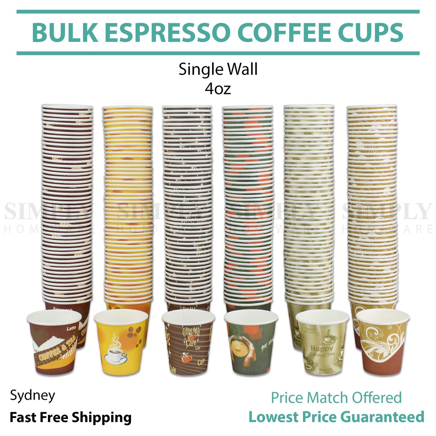 Disposable Coffee Espresso Paper Cup 4oz Shot Expresso Tasting Wall 120ml Bulk - Simply Homeware