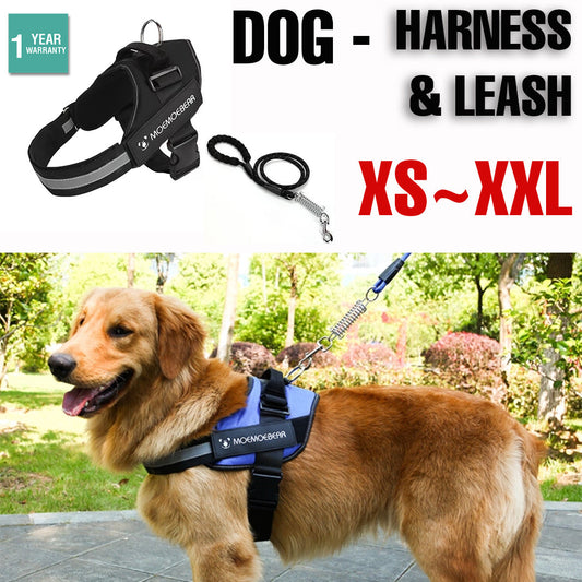 Dog Harness Leash Mesh Adjustable Jacket Clothes Training Large Heavy Puppy Soft