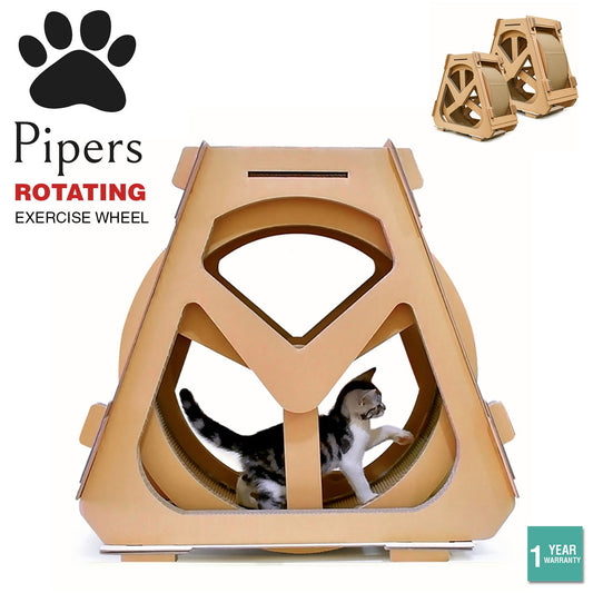 Pipers Cat Exercise Wheel Treadmill Cardboard Playing Scratching Post Play House