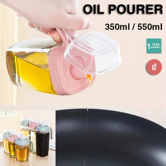 2x Glass Oil Pourer Bottle Dispenser Olive Vinegar 500ml Kitchen Leak-Proof AU