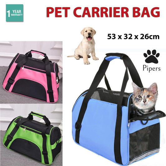 Pet Carrier Bag Carry Portable Large Cat Dog Travel Bag Airline Certified Strap