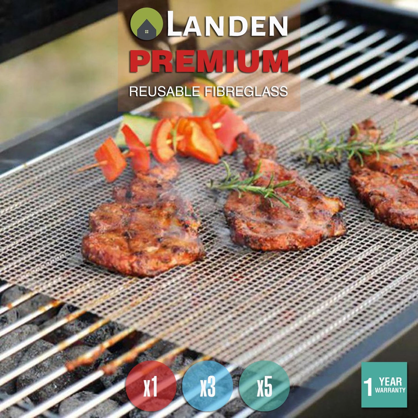 Landen BBQ Mesh Grill Mat Non-Stick Liner Cooking Barbecue Sheet Wire Baking Pad