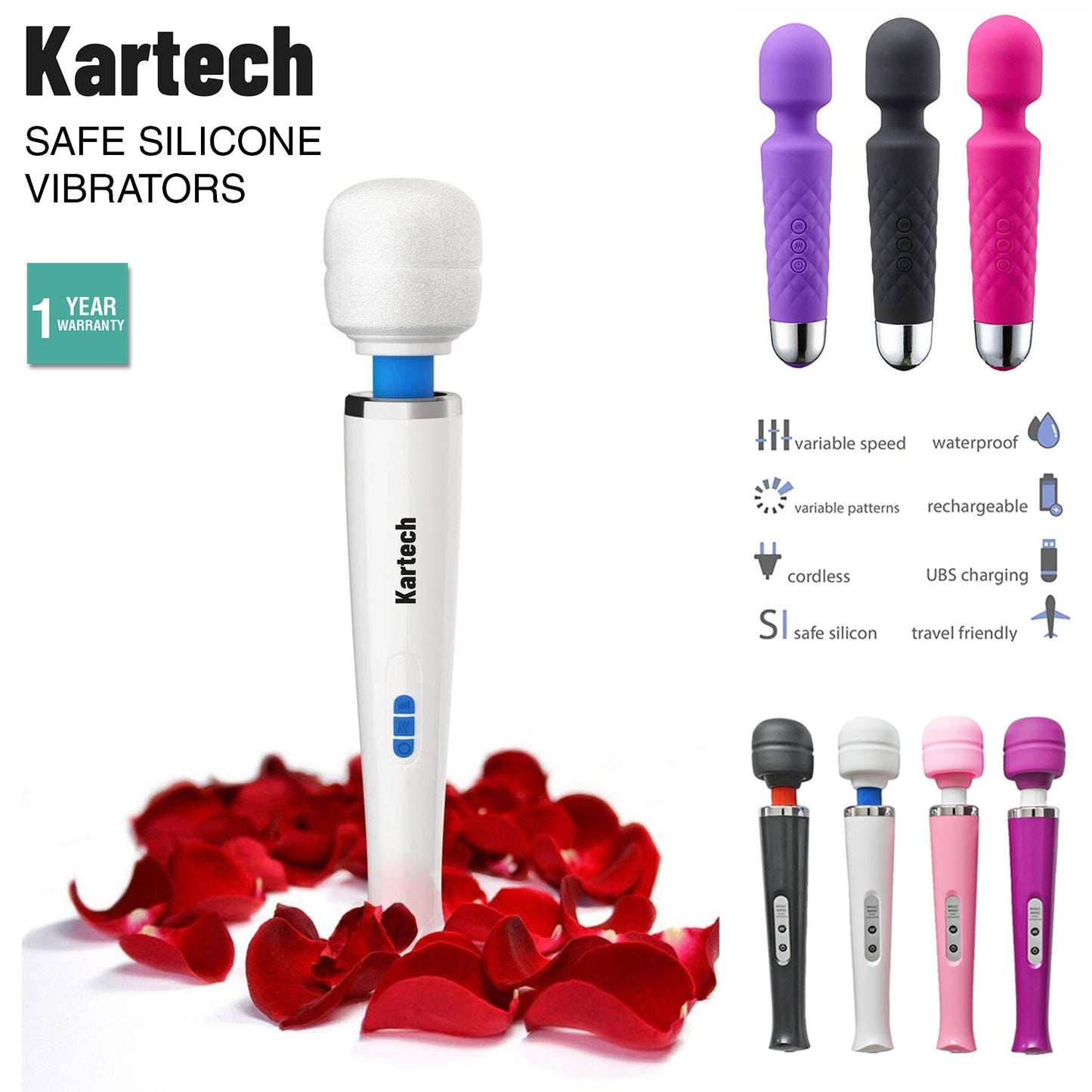 Magic Wand Vibrator Massager Handheld Body Bullet Sex Toy Cordless Adults Dildo