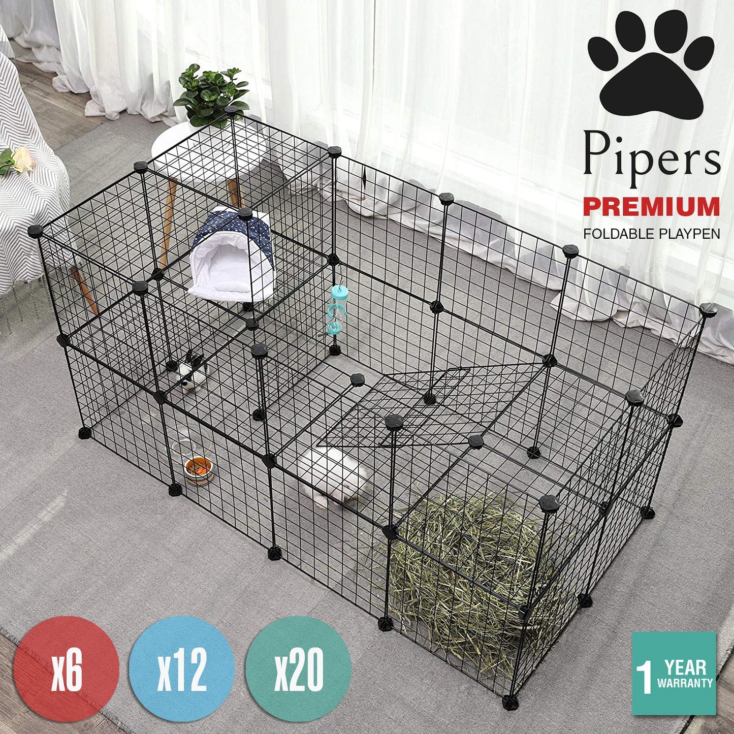 Pipers Pet Fence Cage Dog Puppy Playpen Enclosure Panels Customizable Foldable