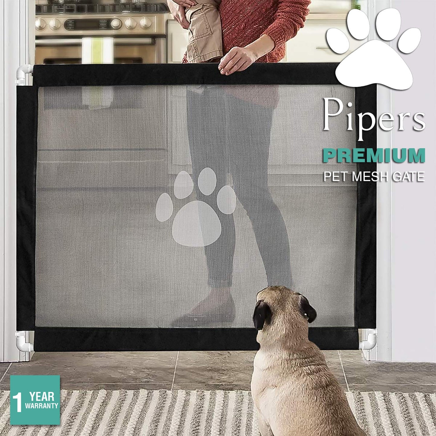 Pipers Pet Mesh Gate Dog Cat Enclosure Baby Guard Safety Barrier