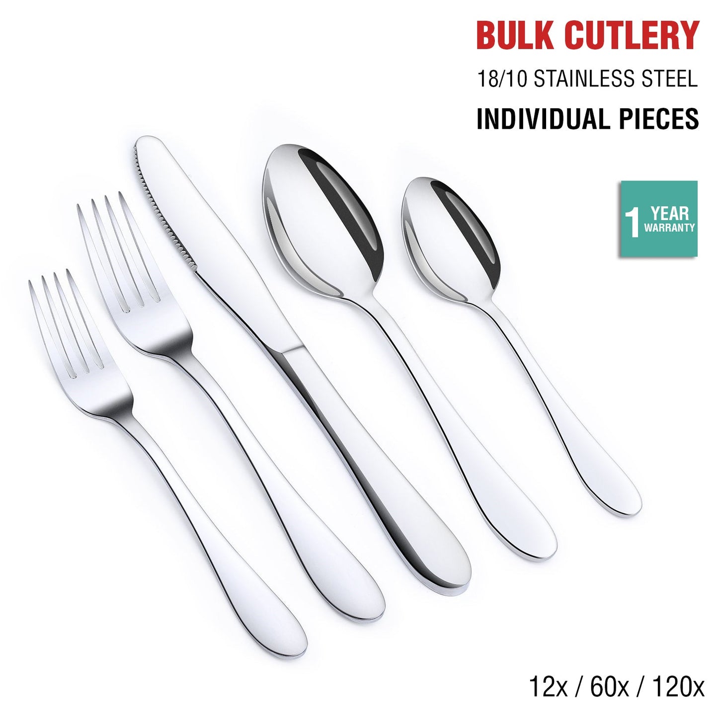 Stainless Steel Cutlery Set Silver Spoon Fork Knife Teaspoon Teafork Bulk Dinner
