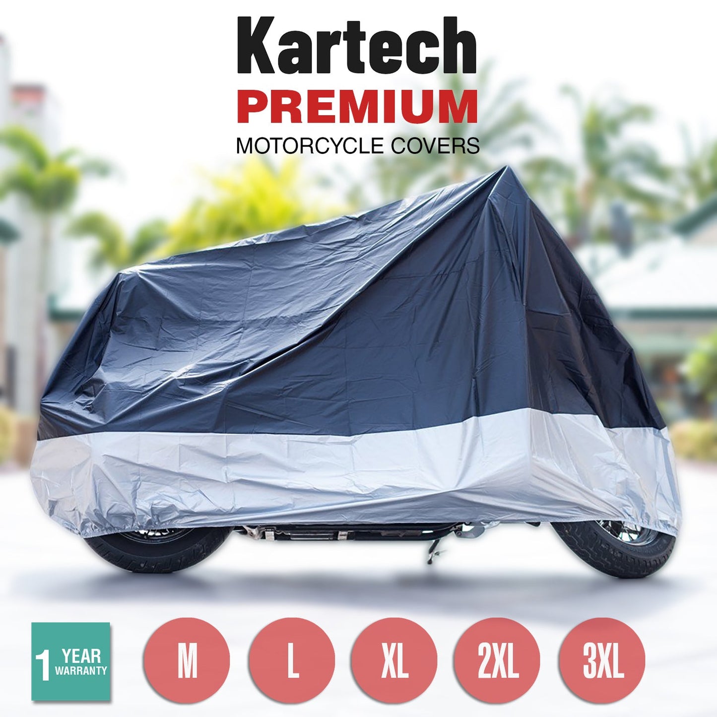 Kartech Motorcycle Cover Waterproof Scooter Outdoor Bike Motorbike Rain UV Dust