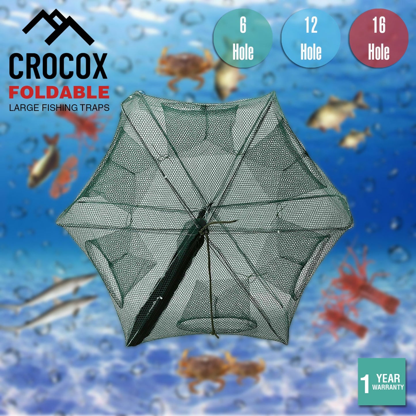 Crocox Fishing Net Cage Foldable Trap Shrimp Crab Minnow Yabbie Automatic Large