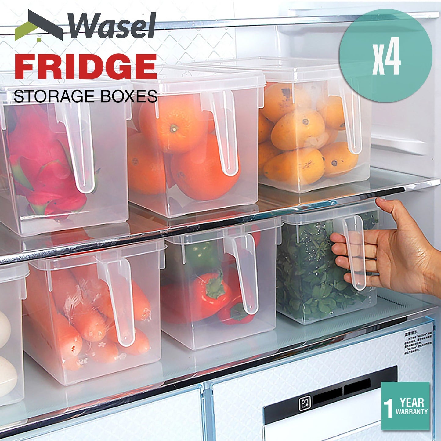 Wasel Refrigerator Storage Box Food Container Kitchen Fridge Organiser Freezer