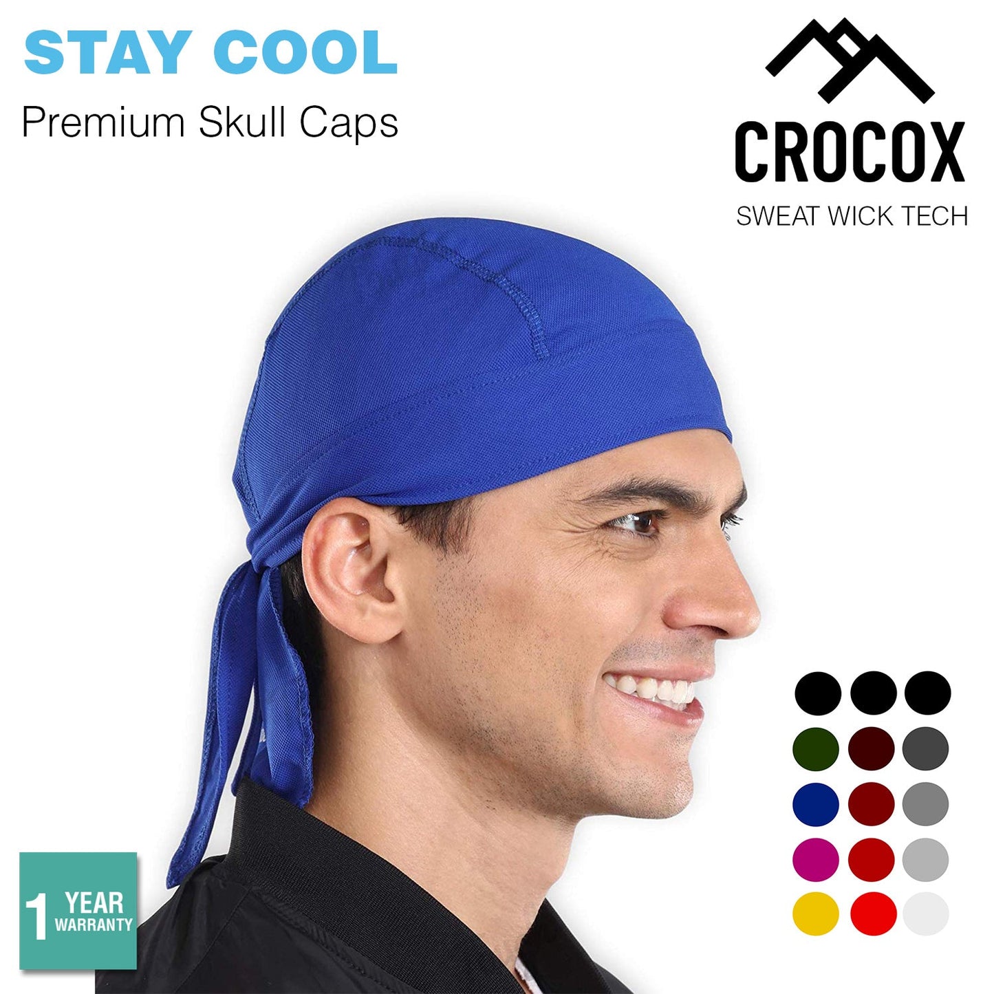 Crocox Cycling Skull Cap Beanie Helmet Liners Sweat Bandana Chemo Hat Running