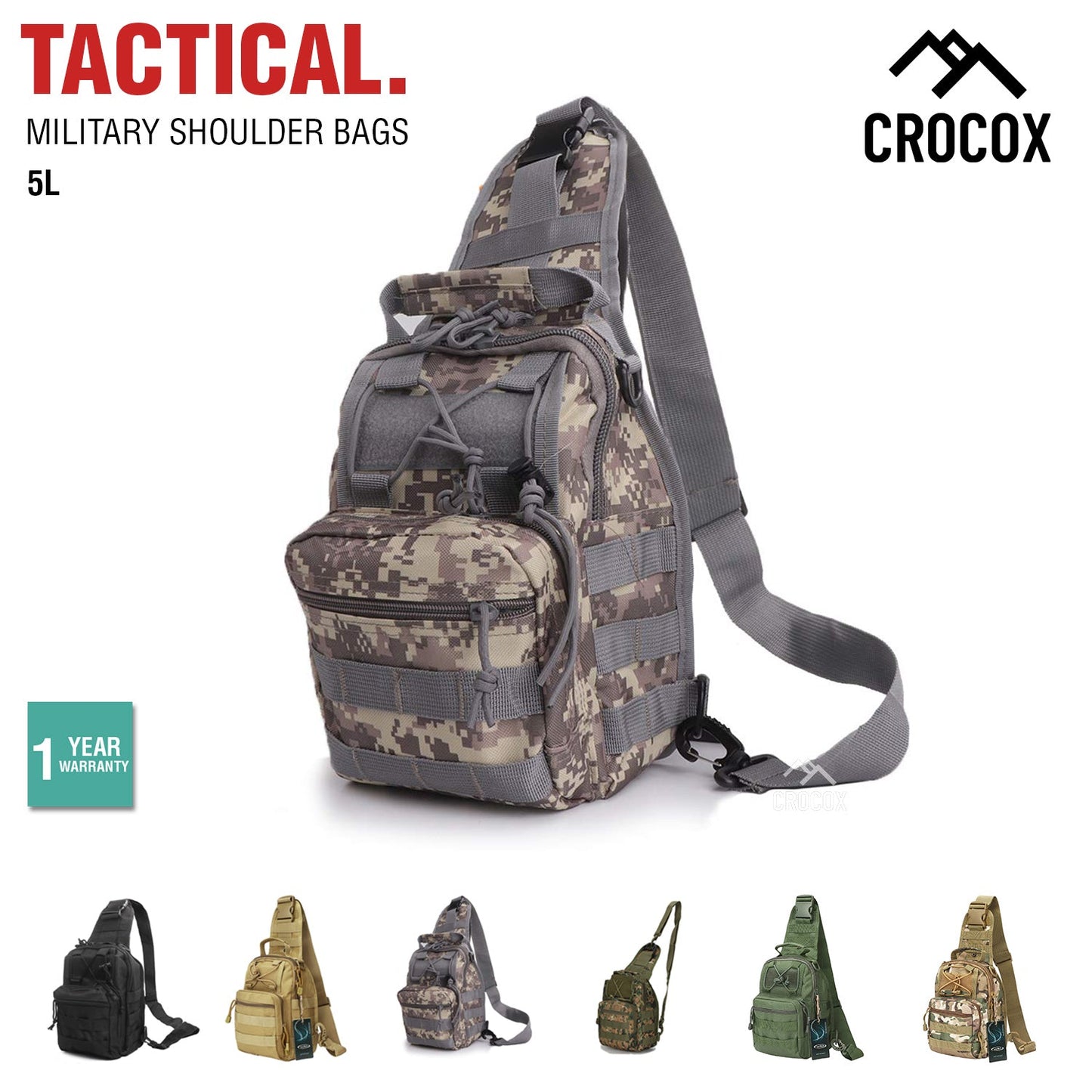 Crocox Tactical Shoulder Bag Sling Messenger Military Chest Pack Fanny Backpack